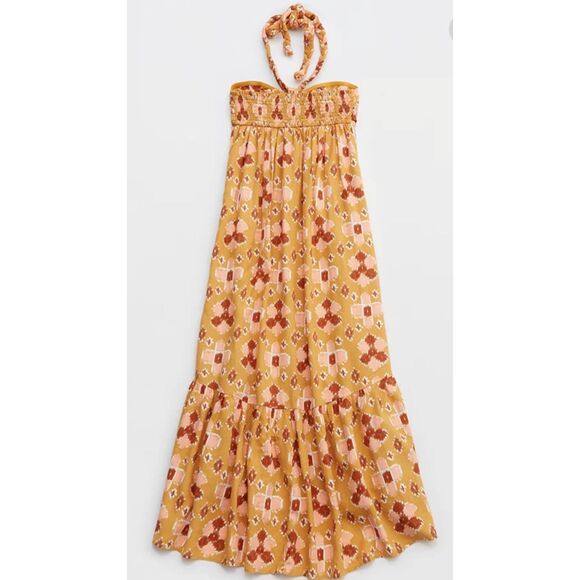 Aerie Orange Printed Maxi Dress Size Large - Picture 5 of 7